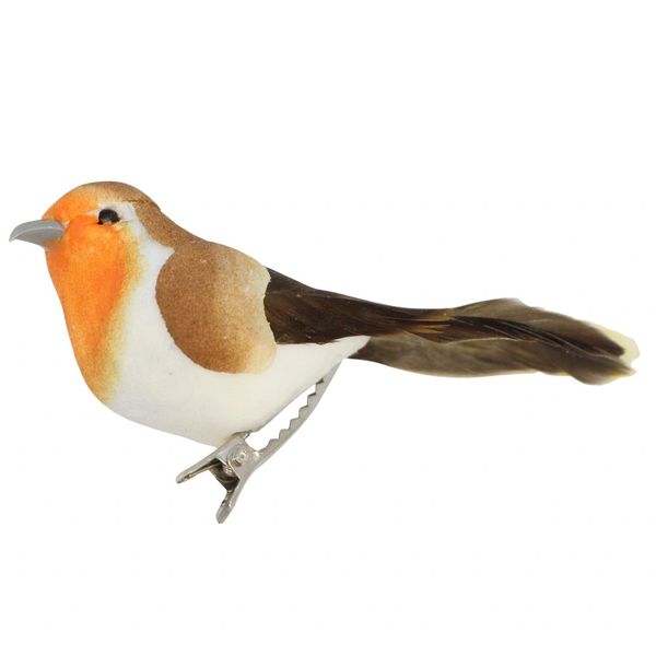 Robin on clip decoration 9cm