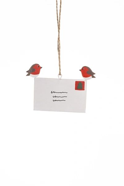 Envelope with robins hanging decoration