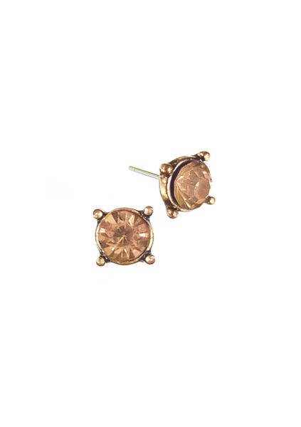 Classic Crystal Studs - antique gold / topaz