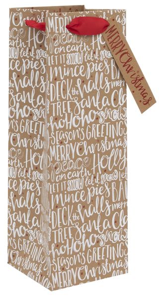 Christmas Script Text Bottle Bag