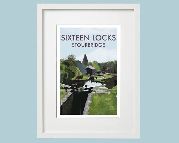 Local Area Print - Sixteen Locks Stourbridge - A3 Framed