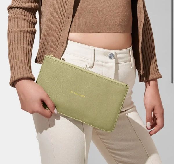 Slim Perfect Pouch - 'Be Brilliant' in Olive