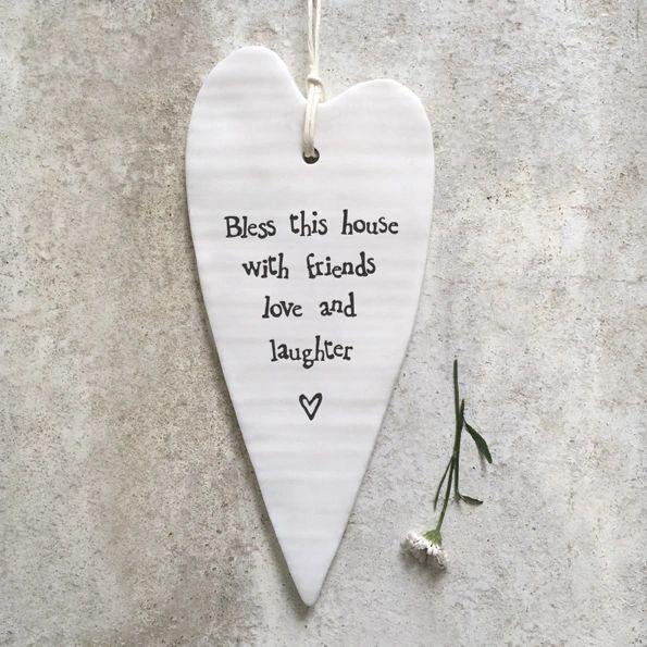 Bless this house ... hanging ceramic heart