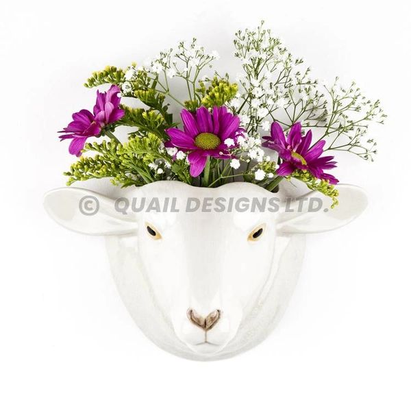 White Faced Suffolk Sheep Wall Vase