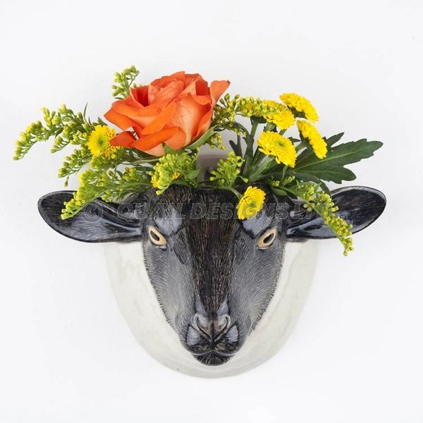 Black Faced Suffolk Sheep Wall Vase