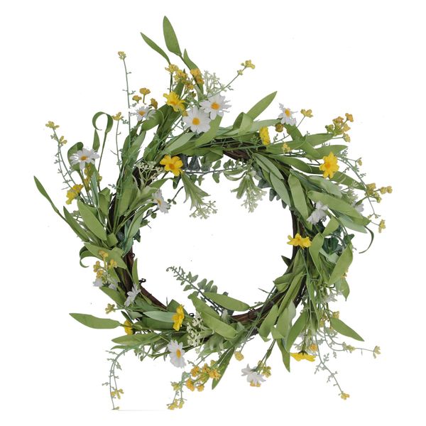 Daisy & Foliage Spring Wreath 49cm