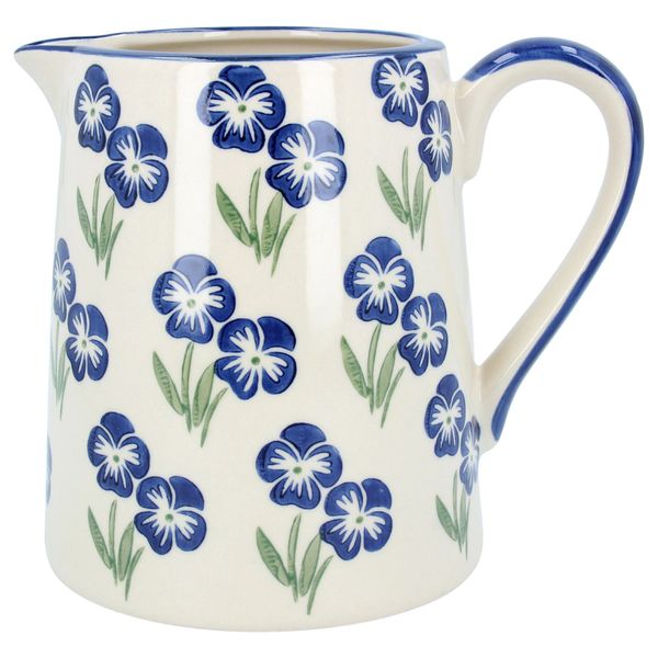 Blue Violas Stoneware Pitcher 18cm