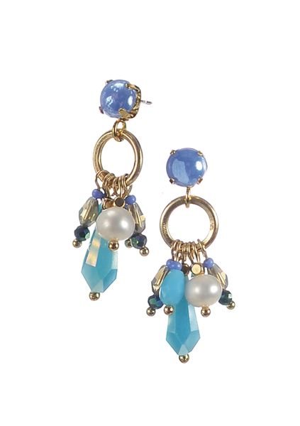 Lola Crystal & Pearl Cluster - Blue Sky