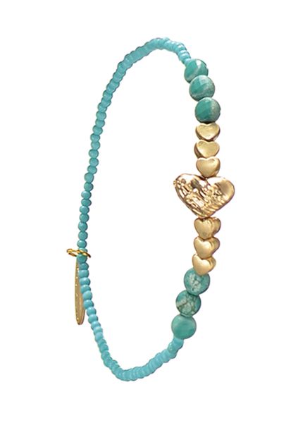 Heart to Heart W/Stone & Crystal Bracelet - choose colour