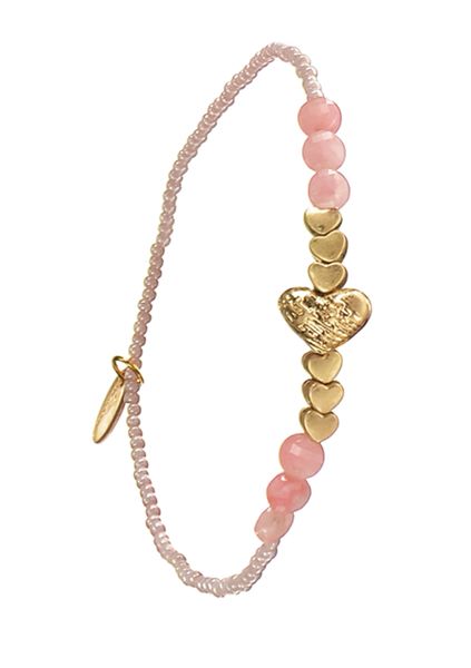 Heart to Heart W/Stone & Crystal Bracelet - choose colour