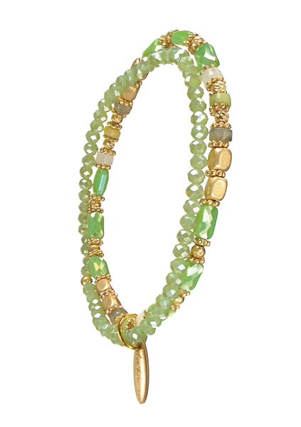 Shimmer Me Beads W/Matte Gold Bracelet - choose colour