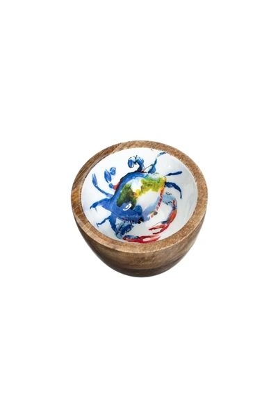 Blue Crab Nut Wooden Bowl