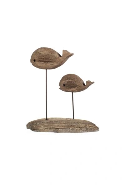 Wooden Whale Pair on block