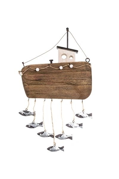 Wood fishermans boat with hanging tin fish ( Trawler Boat )