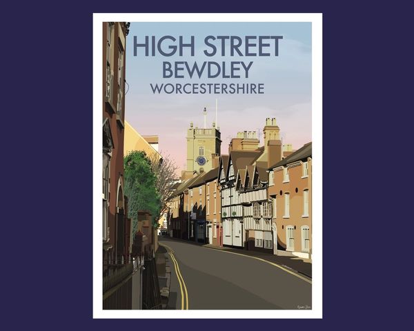 BEWDLEY High Street Framed A3 Local Area Print