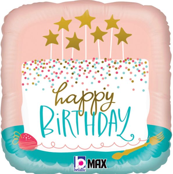 Happy Birthday 18" Balloon - birthday cake