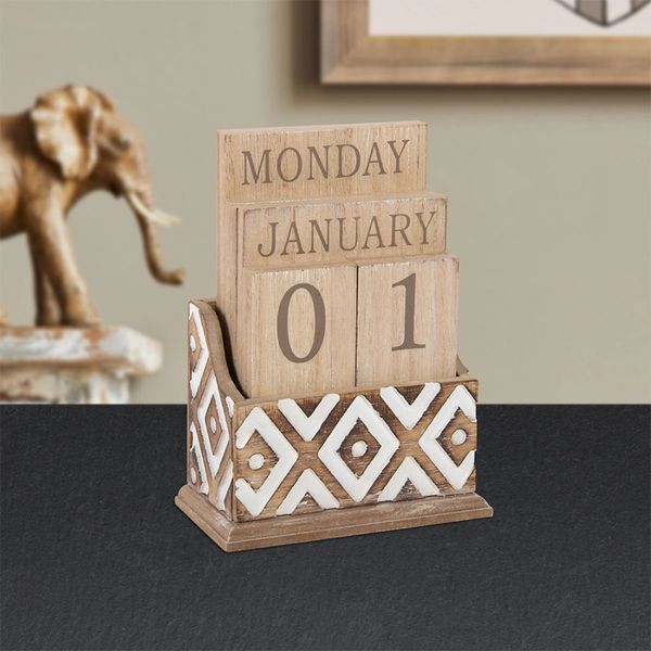 WOODEN CARVED CALENDAR