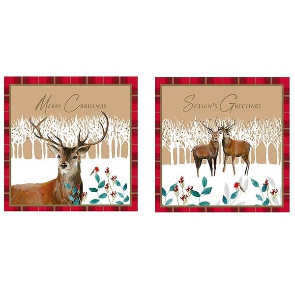 Kraft Xmas Cards Stag Tartan