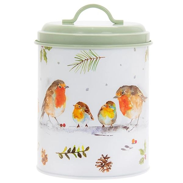 Christmas Winter Robins Goody Tin Large