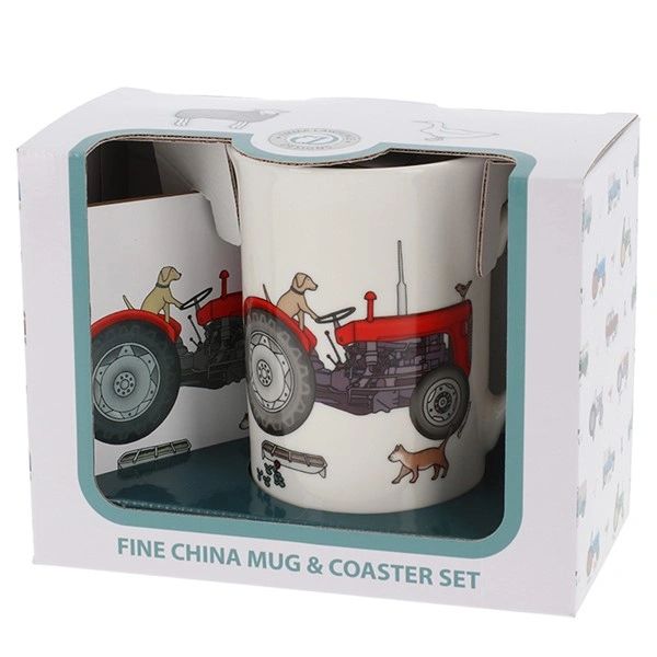 Emma Lawrence Red Tractor Mug & Coaster