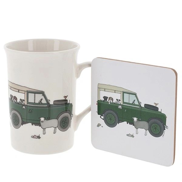 Emma Lawrence Green Land Rover Mug & Coaster