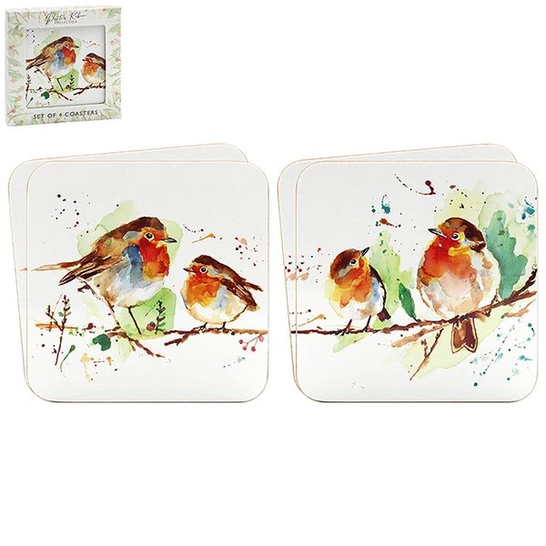 Winter Robin Coasters