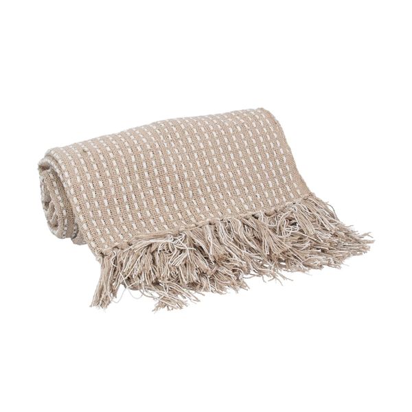 Cotton Throw Woven Stab Stitch 1.5m - Taupe