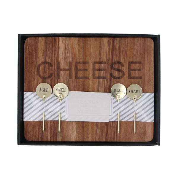 Wood Cheese Board/Metal Labels, Boxed
