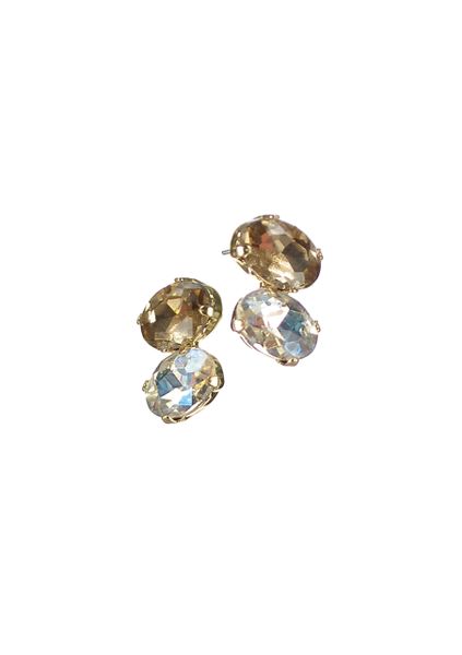 Total Elipse Double Studs - Honey & Clear