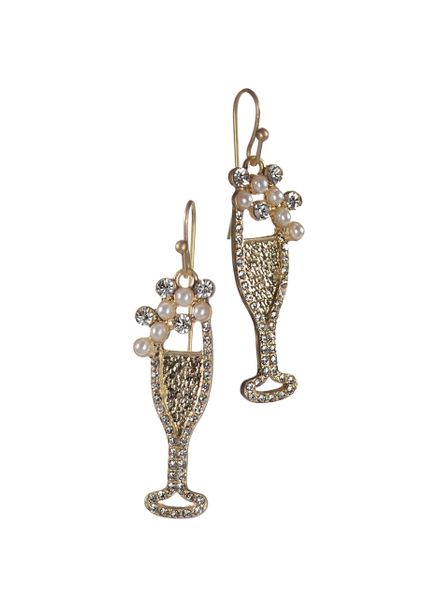 Champagne Glory Earrings - golden with crystals and pearls
