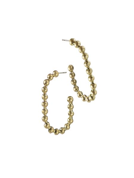 Ball Chain Demi Hoops - Worn Gold