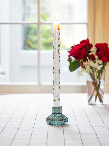 Botanical Holly Advent Dinner Candle