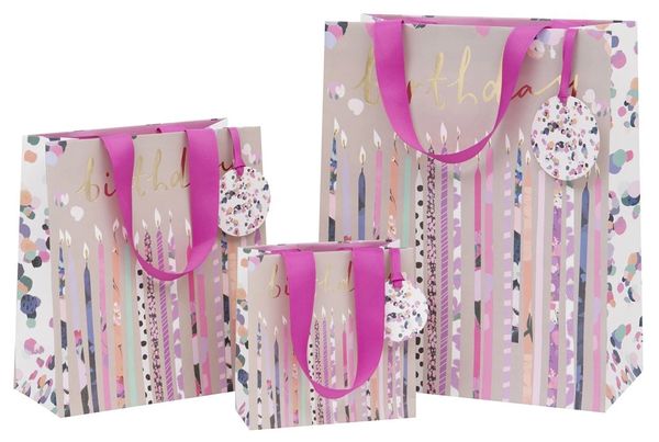 Pretty Candles Birthday Gift Bag - choose size