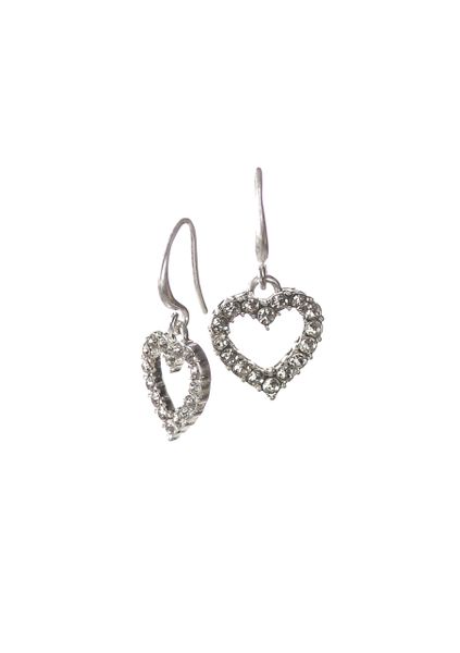 Delicate Crystal Heart Frame Drops - Silver / Clear