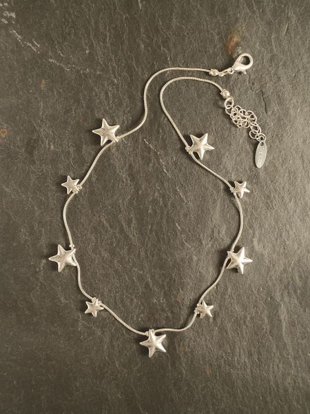 Stars Stars Stars.... Worn Silver Necklace