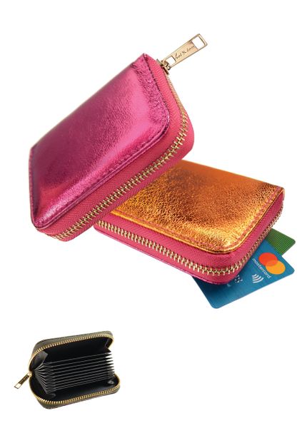 Credit Card Organiser - 2 Tone Metallic - Pink/Orange