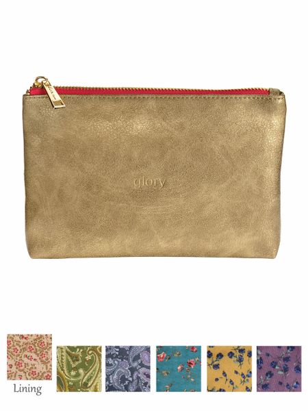 Faux Lthr Pouch 'Glory' 20x12cm - Gold & Berry