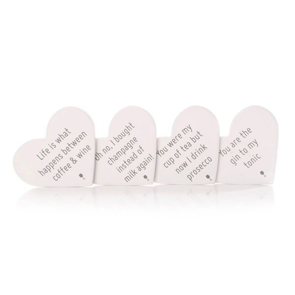 Set of 4 Fun Drinks themed Heart Coasters