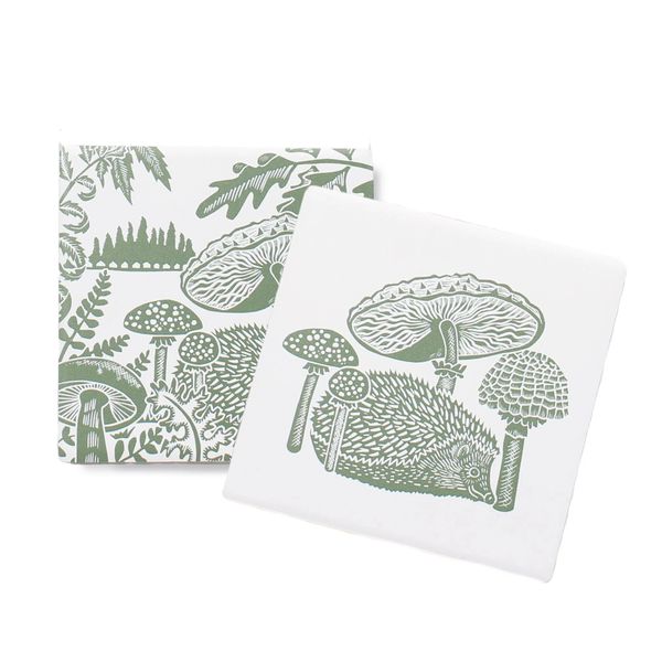 Woodland Green Coasters Set of 2 Ceramic by Kate Heiss