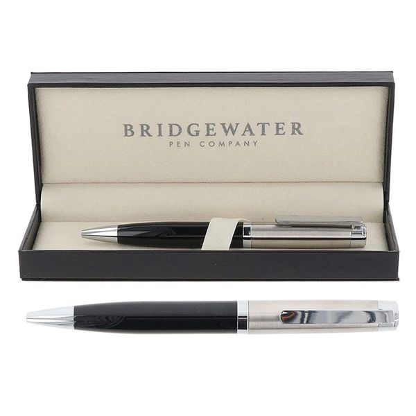 Bridgewater Salisbury Two Tone Black & Brushed Chrome Ball Pen