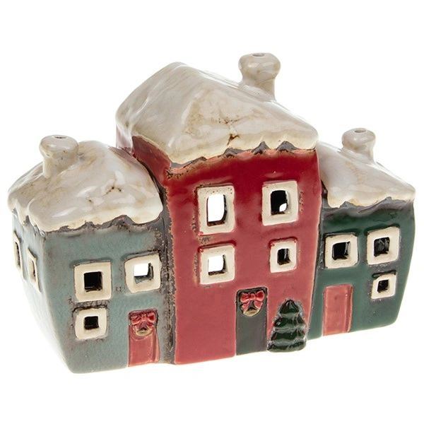 Village Pottery Christmas 3 Houses Tealight