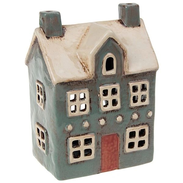Village Pottery Traditional House Grey Tealight