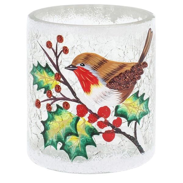 Christmas Crackle Robin Tealight Small