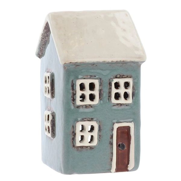 Village Pottery Aqua House Mini Tealight