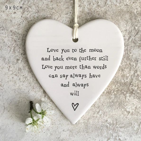 Porcelain round heart-Love you to the moon
