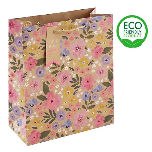 Kraft Floral Gift Bag - choose size