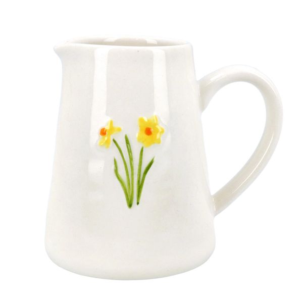 Stoneware Mini Jug 8cm - Embossed Daffodil