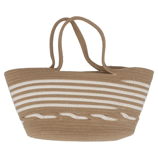 Shopper Bag - Jute Natural & White Striped