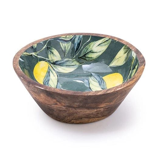 Handcrafted Lemons & Leaves Mango Wooden Bowl 20cm