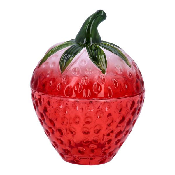 Glass Pot 12cm - Red Strawberry with Lid